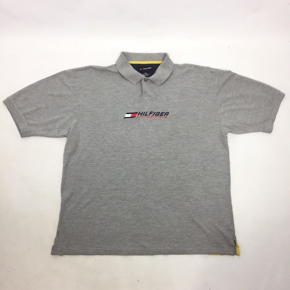 TOMMY HILFIGER Athletics Spell Out Gray Polo 2XL - Picture 2 of 6